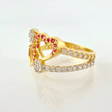 Anillo Doble Carril Corazon 3.3gr / T7 / Oro Amarillo 18K