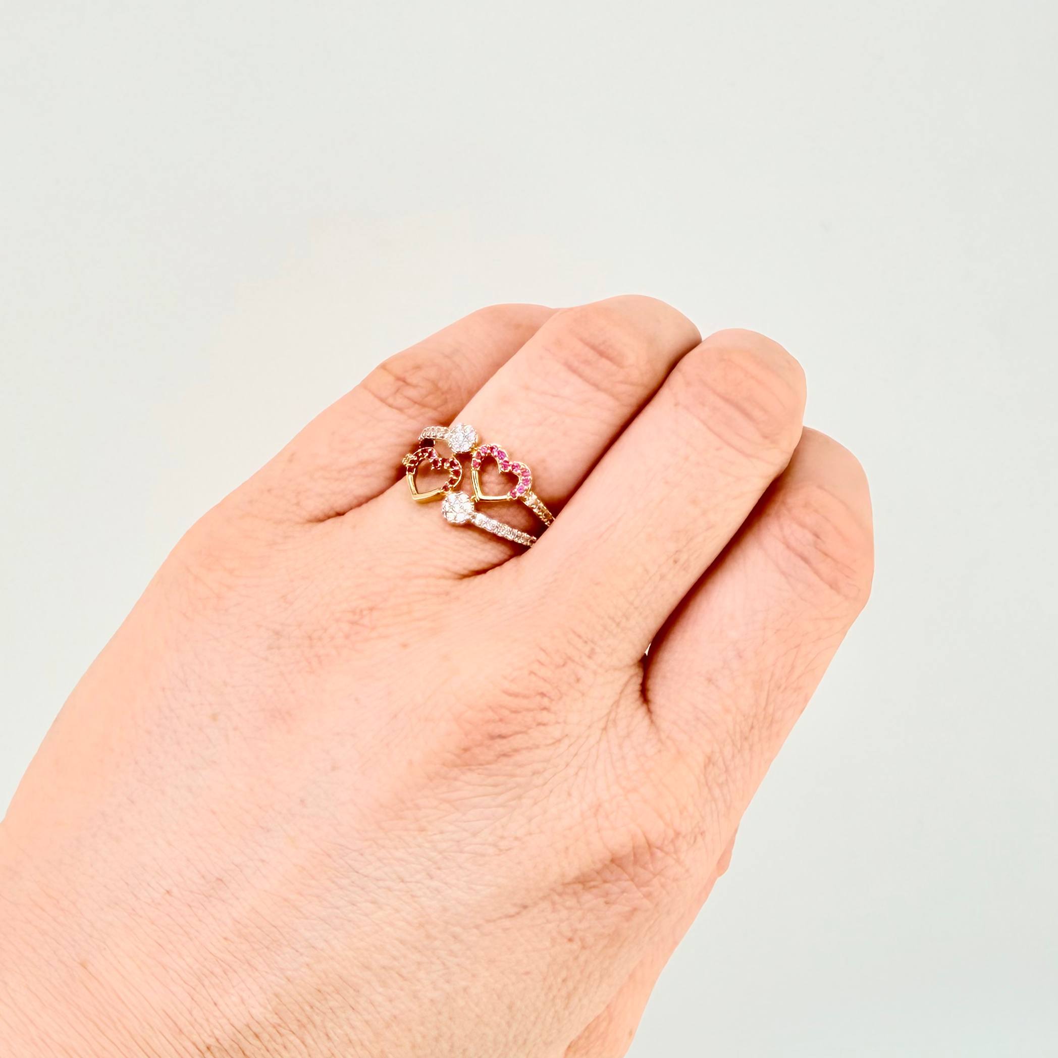 Anillo Doble Carril Corazon 3.3gr / T7 / Oro Amarillo 18K