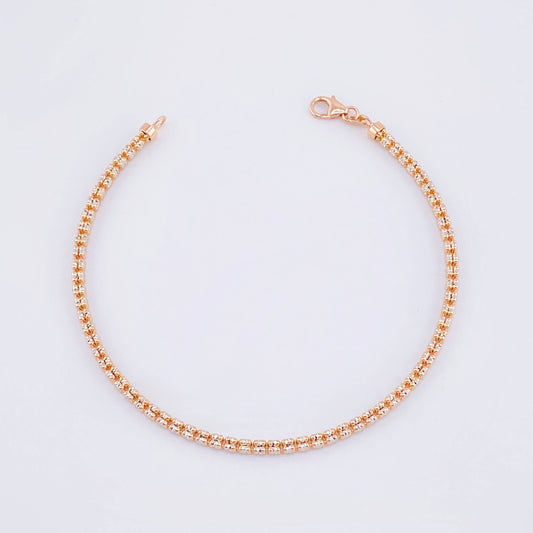 Pulso Ice 5.6gr / 19.5cm / 2.2mm Dos Oros Blanco Rosa 18K