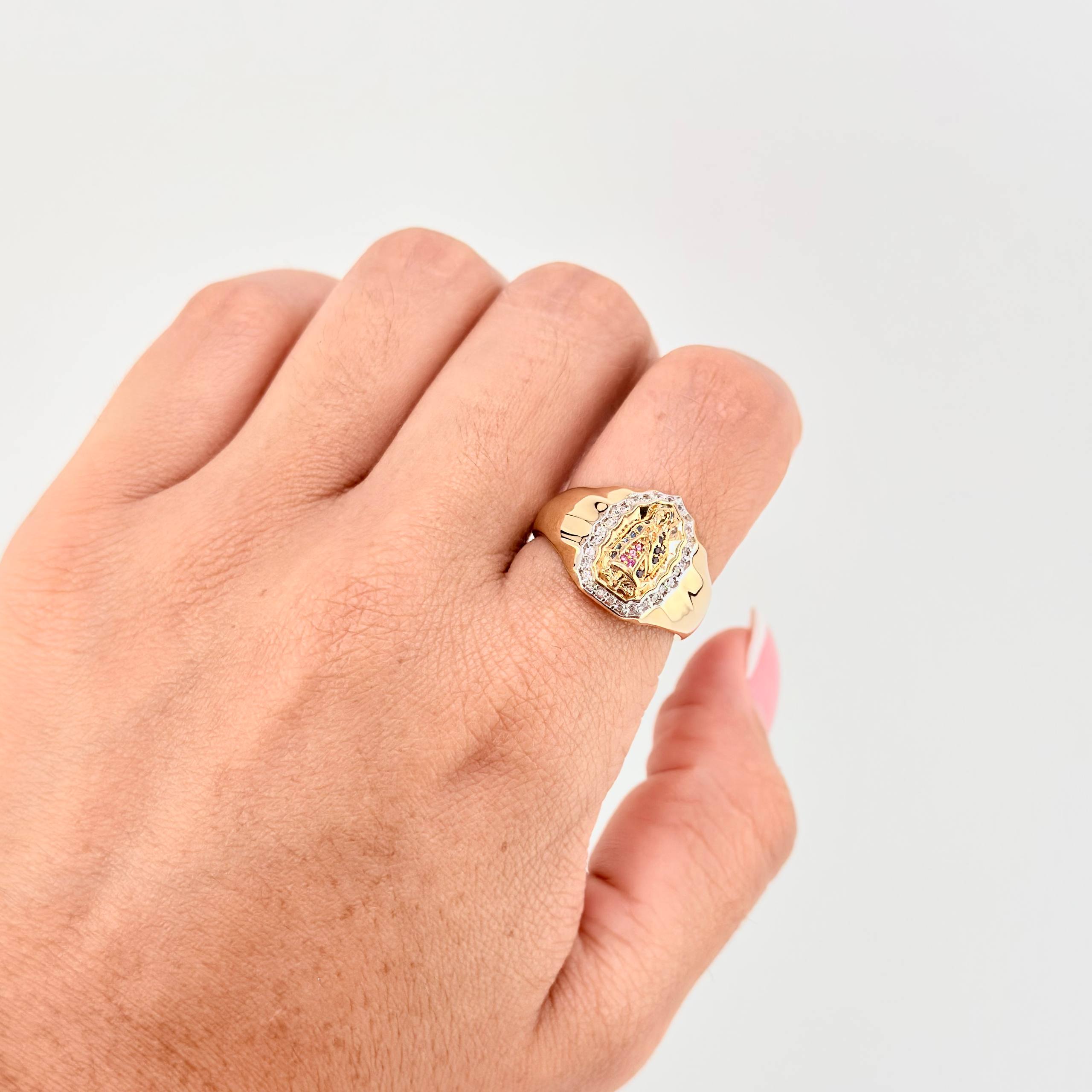 Anillo Virgen Guadalupe 5.3gr / T8 / Oro Amarillo 18K *