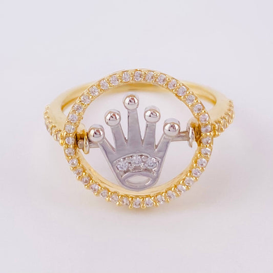 Anillo Corona Aro 3.45gr / T7 / Dos Oros Amarillo Blanco 18K