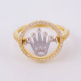 Anillo Corona Aro 3.45gr / T7 / Dos Oros Amarillo Blanco 18K