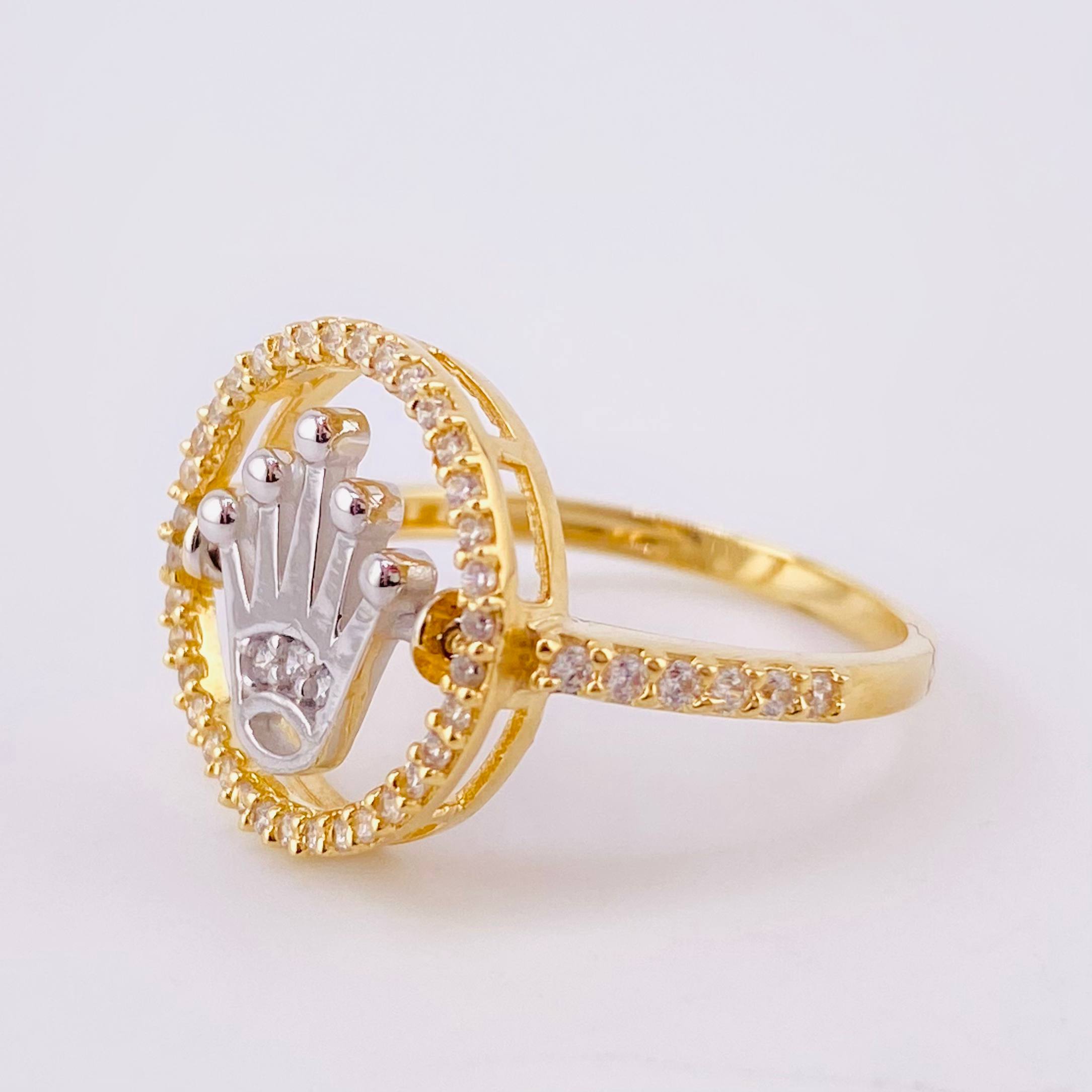 Anillo Corona Aro 3.45gr / T7 / Dos Oros Amarillo Blanco 18K