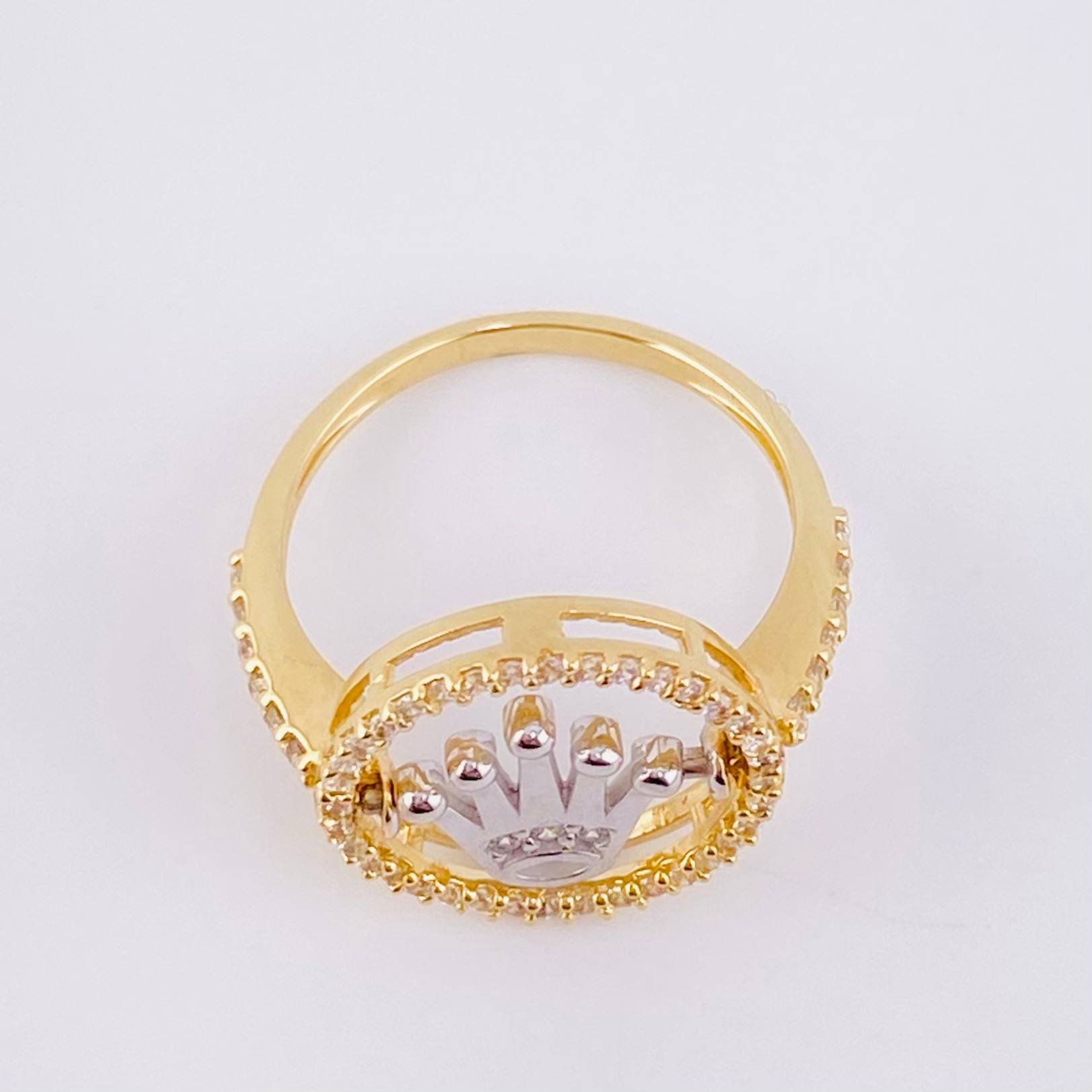Anillo Corona Aro 3.45gr / T7 / Dos Oros Amarillo Blanco 18K