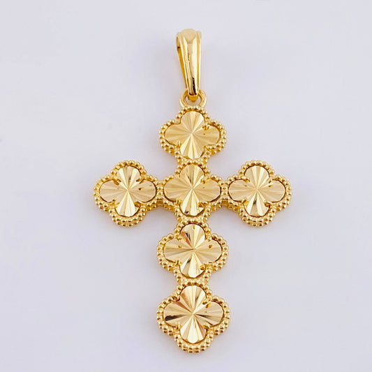 Dije Cruz Trebol 7.45gr / 6cm / Oro Amarillo Nac.Esp. 18K ©