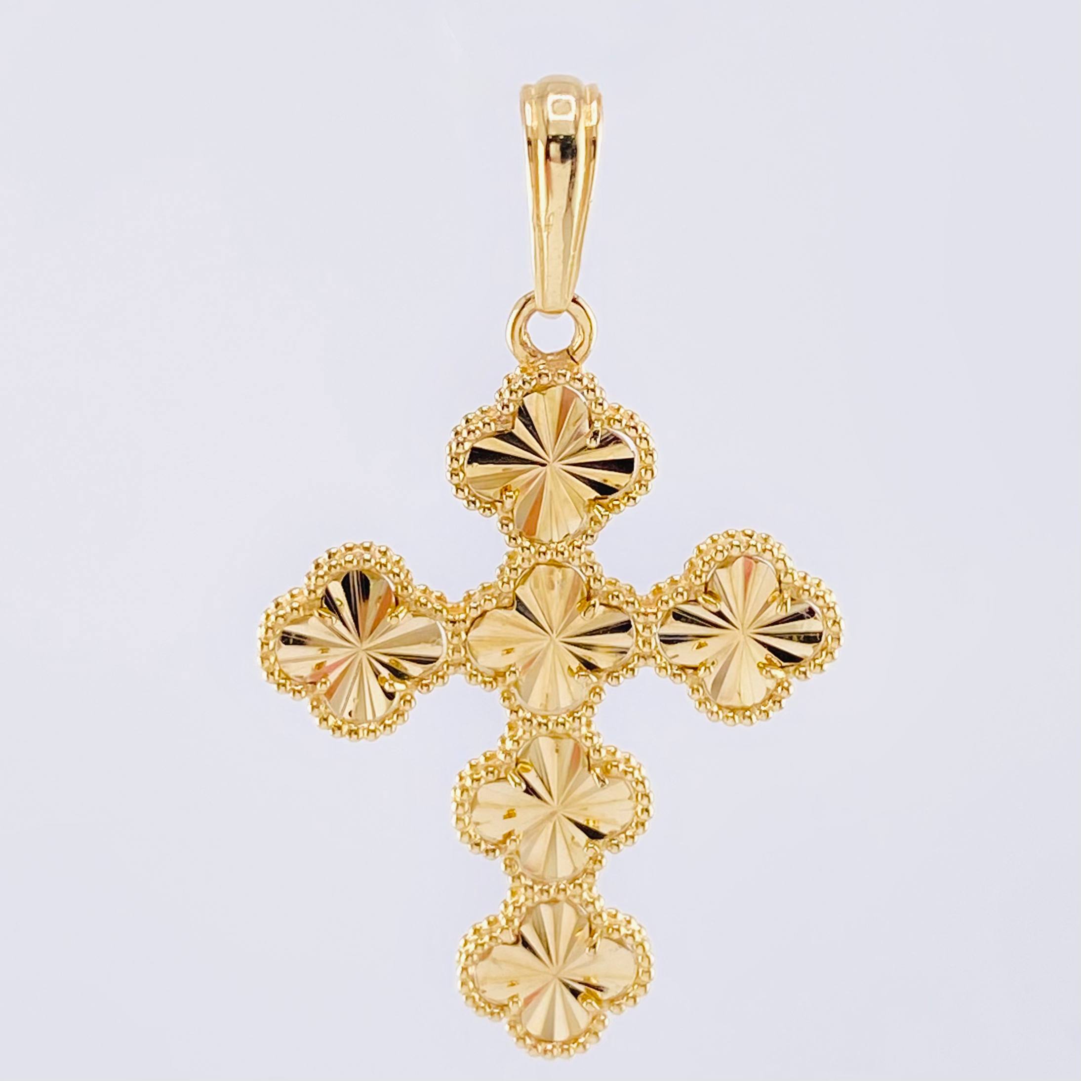 Dije Cruz Trebol 7.45gr / 6cm / Oro Amarillo Nac.Esp. 18K ©