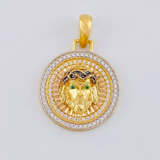 Dije Medalla Rostro Jesus 5.25 g / 3 cm Tres Oros 18K