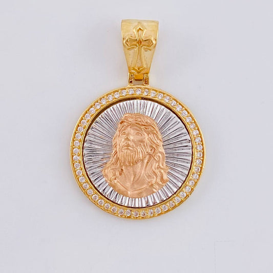 Dije Medalla Rostro Jesus 5.55 g / 3.1 cm Tres Oros 18K