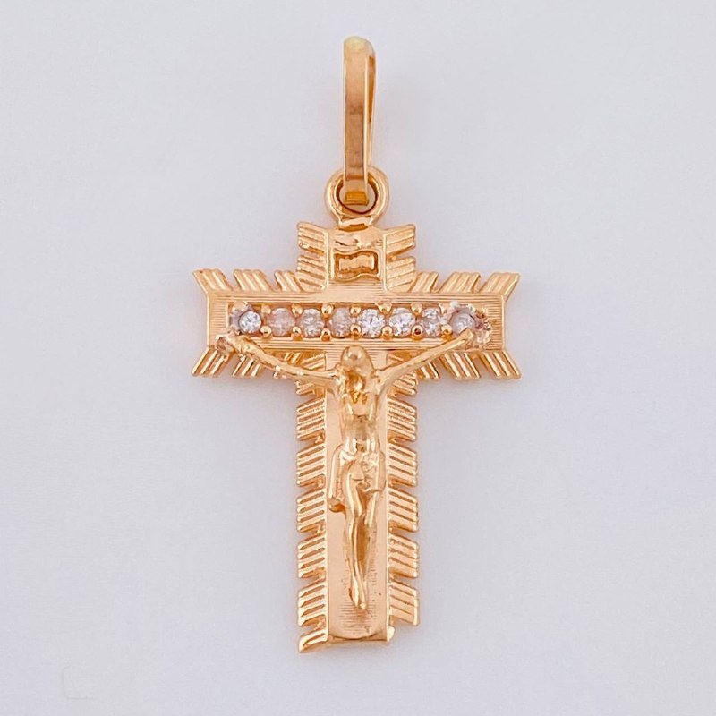 Dije Cruz Señor De Los Milagros 2 g / 2.6 cm Oro Rosa 18K