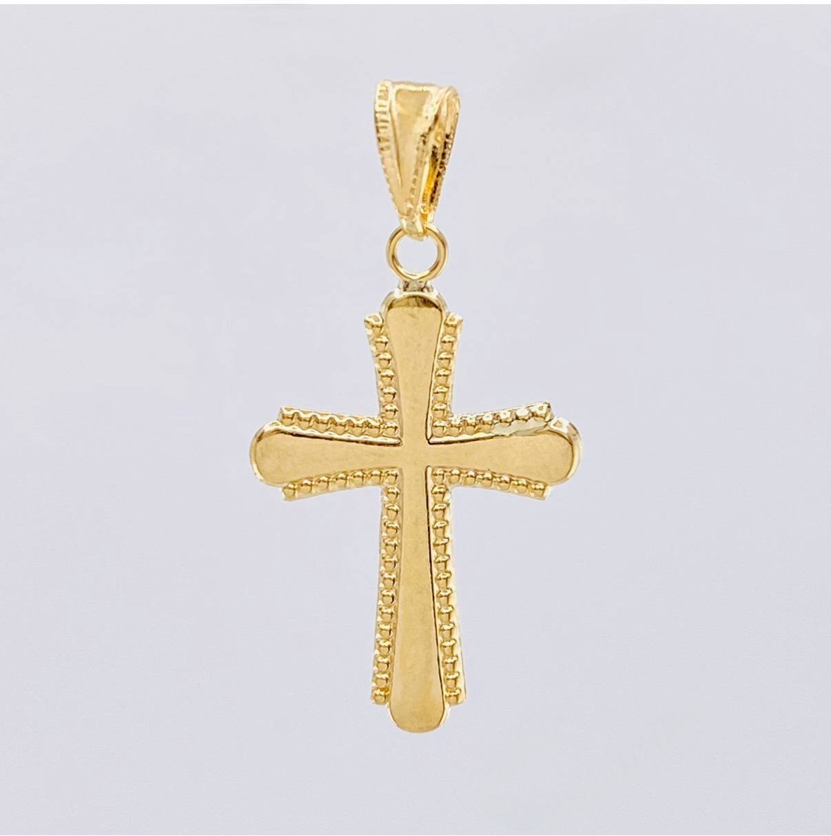 Dije Cruz Bordes Punteadas 0.9 g / 3.1 cm Oro Amarillo 18K