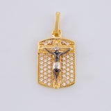 Dije Placa Cruz Cristo 2.25 g / 2.3 cm Dos Oros Amarillo Blanco 18K