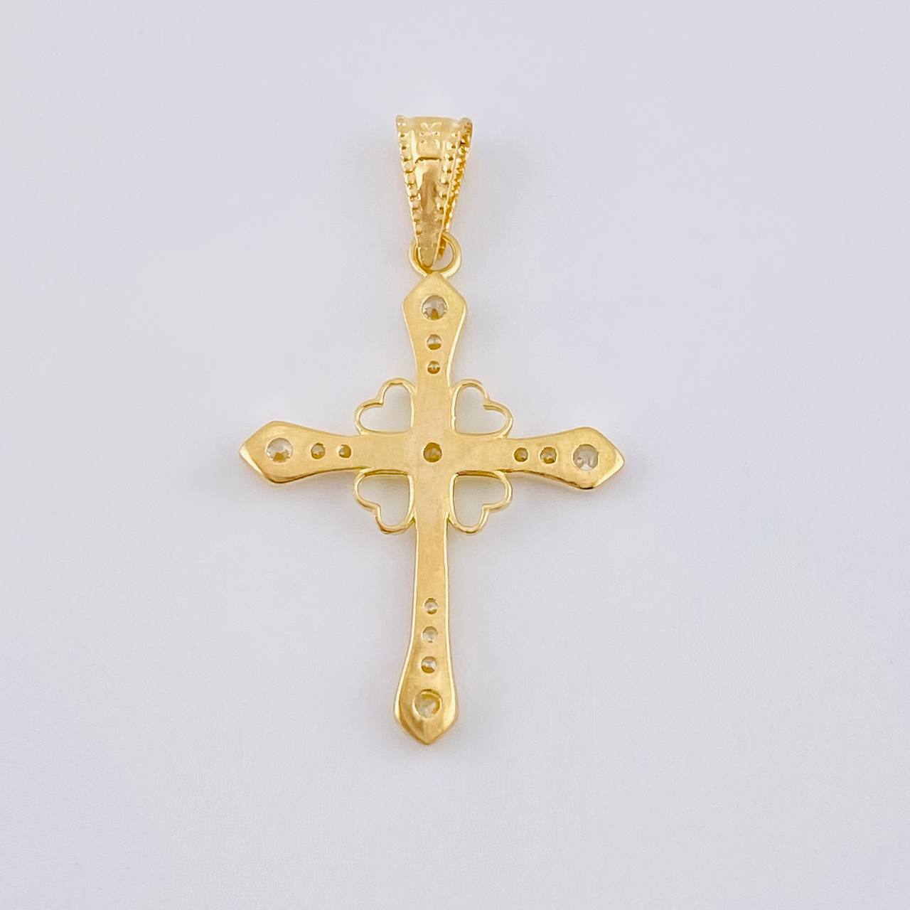 Dije Cruz Corazones 1.3 g / 3.3 cm Oro Amarillo 18K