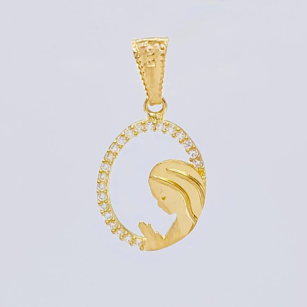 Dije Virgen Maria Circulo Floreado 1.1 g / 2.4 cm Oro Amarillo 18K