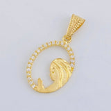 Dije Virgen Maria Circulo Floreado 1.1 g / 2.4 cm Oro Amarillo 18K