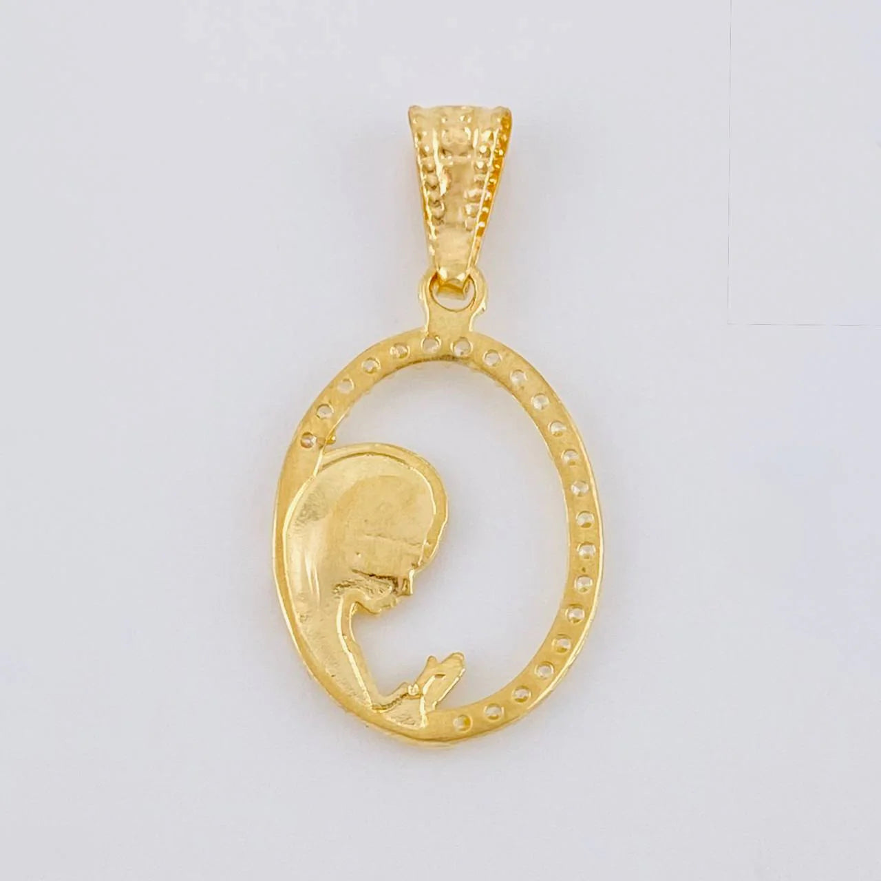Dije Virgen Maria Circulo Floreado 1.1 g / 2.4 cm Oro Amarillo 18K