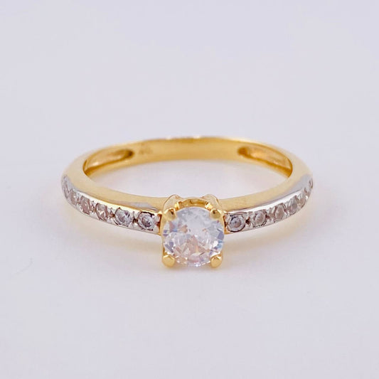 Anillo Solitario Tupido 2.6 g / T6 3/4 Dos Oros Amarillo Blanco 18K