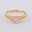 Anillo Solitario Corazones Puenteados 2.6 g / T7 Oro Amarillo 18K