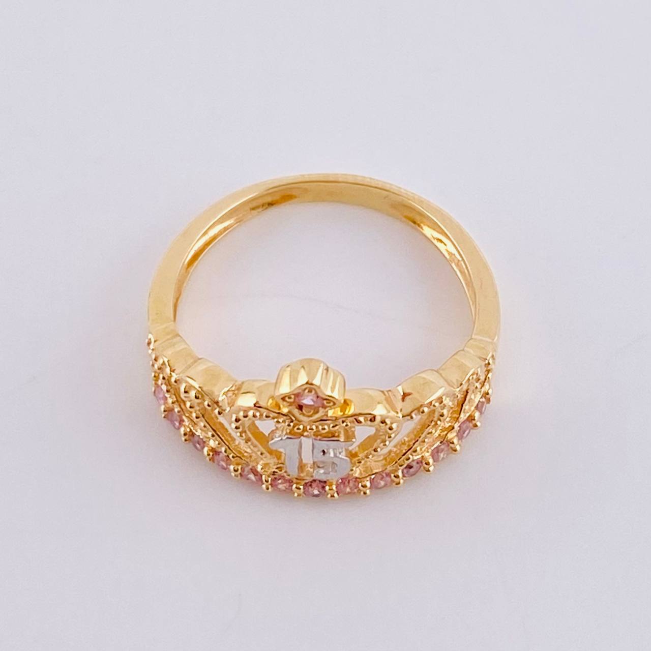 Anillo 15´S 3.5 g / T7 1/4 Dos Oros Amarillo Blanco 18K