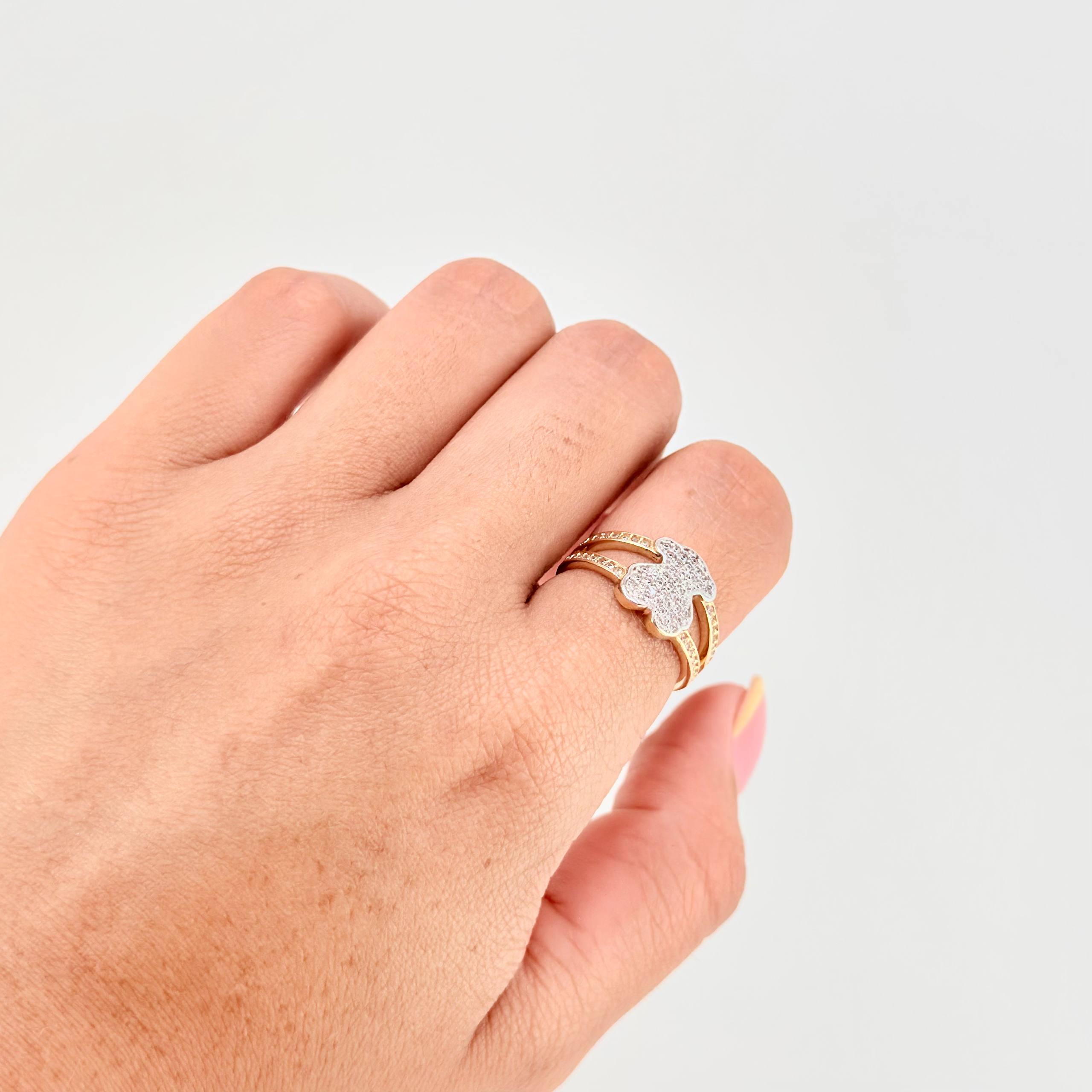 Anillo Oso Ts 3.75 g / T6 1/4 Dos Oros Amarillo Blanco 18K