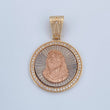 Dije Medalla Rostro Jesus 5.05gr / 3.3cm / Circones Blancos Tres Oros 18K &