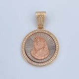 Dije Medalla Rostro Jesus 5.05gr / 3.3cm / Circones Blancos Tres Oros 18K &