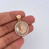 Dije Medalla Rostro Jesus 5.05gr / 3.3cm / Circones Blancos Tres Oros 18K &