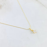 Set Cadena y Dije Aguja Trenzada + Piedra 1.3gr / 45cm / Oro Amarillo 18K (Oferta) ©