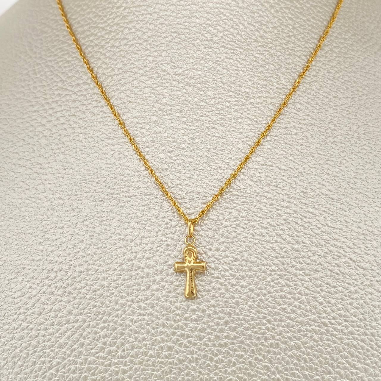 Set Cadena y Dije Lazo + Cruz Anj 1.35gr / 50cm / Oro Amarillo 18K (Oferta) $
