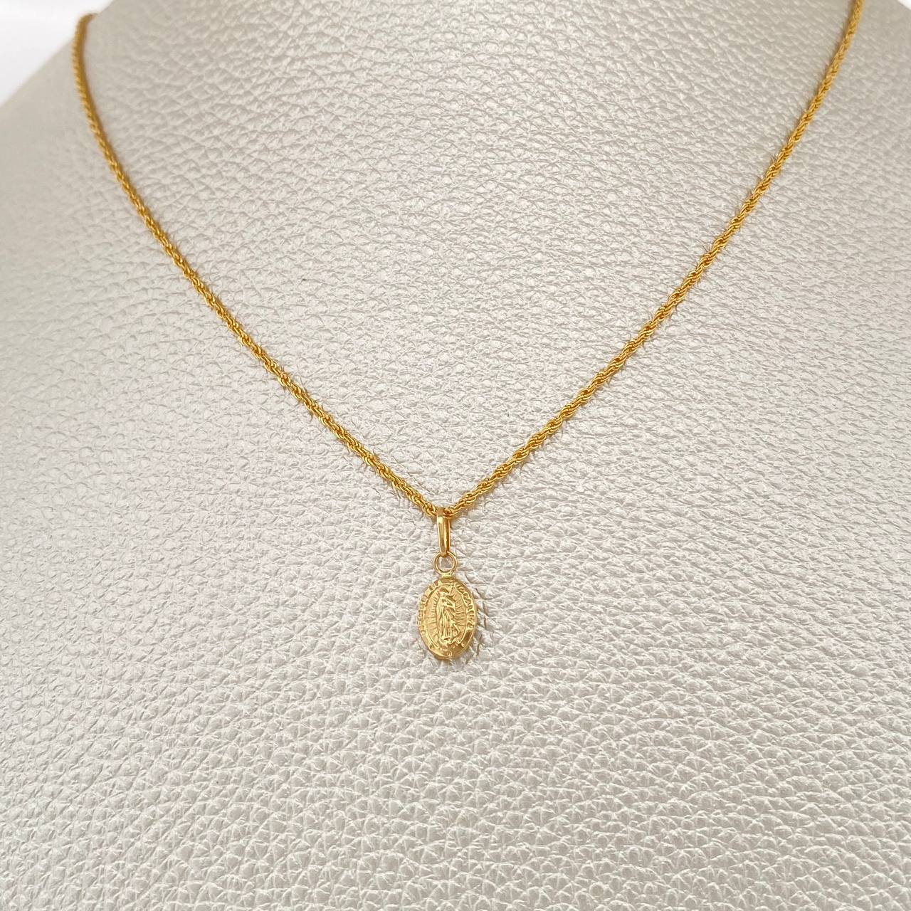 Set Cadena y Dije Lazo + Virgen Guadalupe 1.35gr / 50cm / Oro Amarillo 18K (Oferta) $