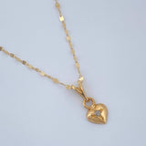 Set Cadena y Dije Flor Espejo + Corazon 0.8gr / 45cm / Oro Amarillo 18K  $