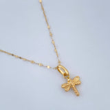 Set Cadena y Dije Flor Espejo + Libelula 0.7gr / 45cm / Oro Amarillo 18K $