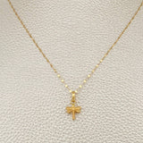 Set Cadena y Dije Flor Espejo + Libelula 0.7gr / 45cm / Oro Amarillo 18K $