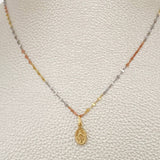 Set Cadena y Dije Flor Espejo + Virgen Milagrosa 1.3gr / 50cm / Tres Oros 18K (Oferta) $