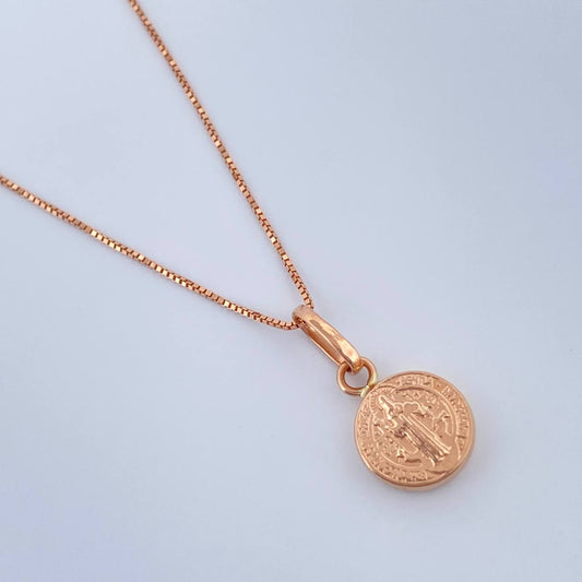 Set Cadena y Dije Veneciana + San Benito 1.65gr / 45.4cm / Oro Rosa 18K (Oferta) $