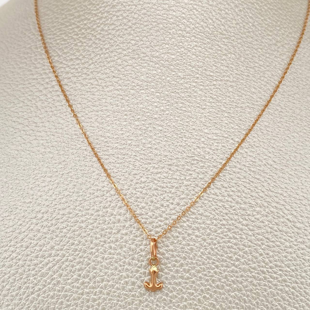 Set Cadena y Dije Aro Seguido + Ancla 1.15gr / 45cm / Oro Rosa 18K (Oferta) $