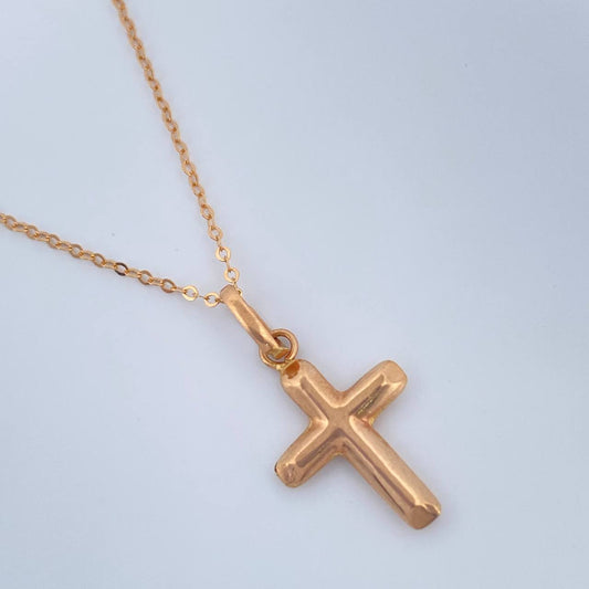 Set Cadena y Dije Aro Seguido + Cruz 1.35gr / 45.3cm / Oro Rosa 18K (Oferta) $