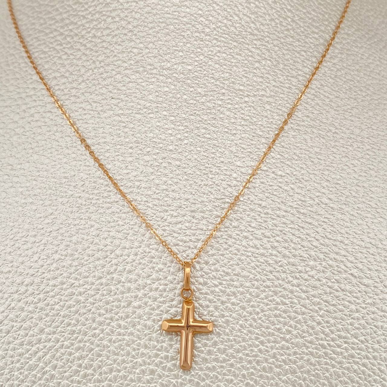 Set Cadena y Dije Aro Seguido + Cruz 1.35gr / 45.3cm / Oro Rosa 18K (Oferta) $