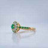 Anillo Flor De Loto Esmeralda 3.8gr / T6 / Dos Oros Amarillo Blanco 18K &