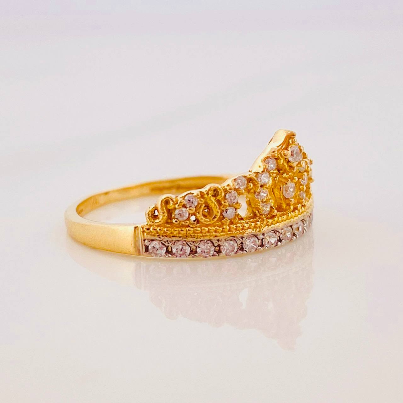 Anillo Tiara 2.1g / T6 1/2 Dos Oros Amarillo Blanco 18K