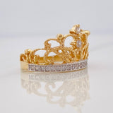 Anillo Corona 4.6g / T6 Dos Oros Amarillo Blanco 18K