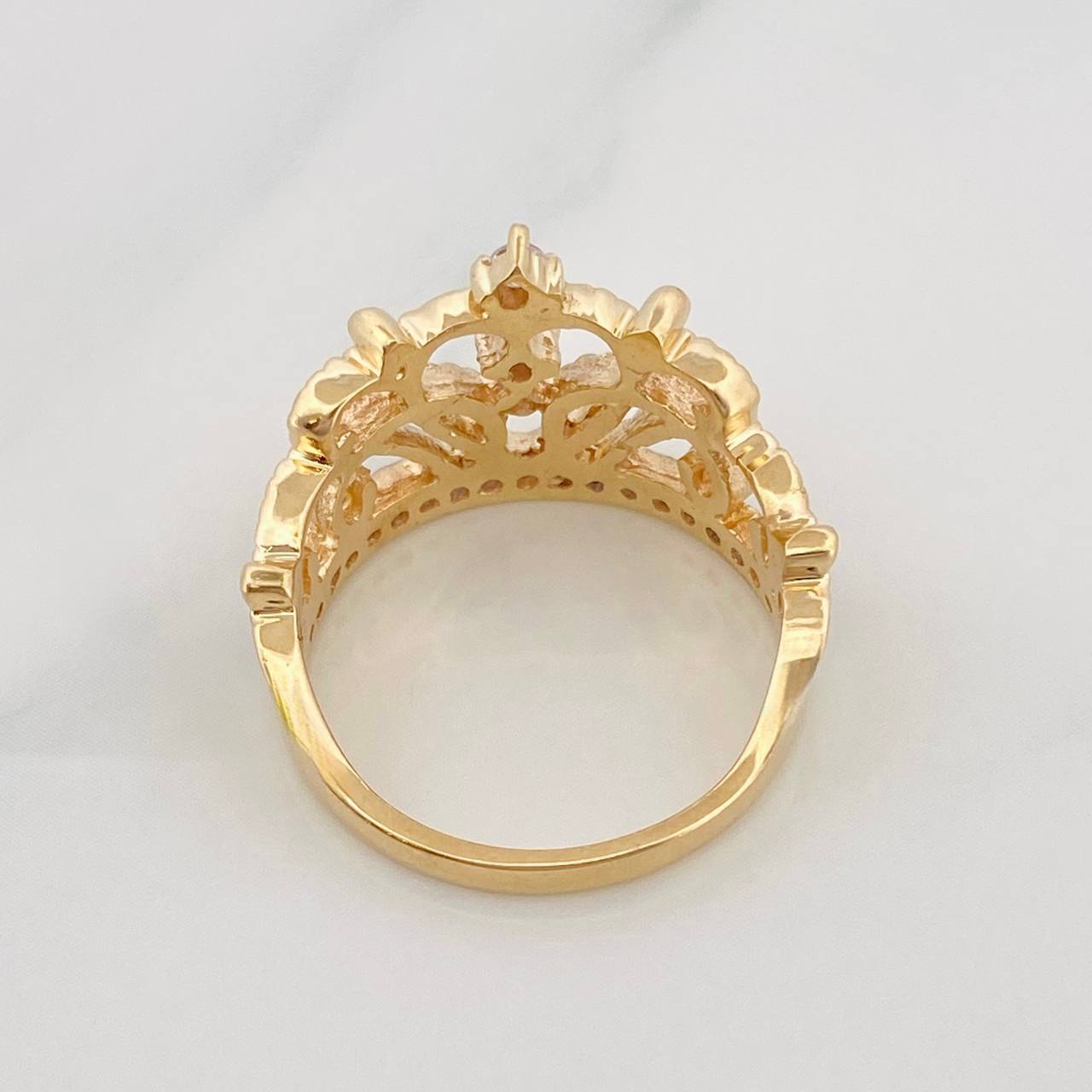 Anillo Corona 4.6g / T6 Dos Oros Amarillo Blanco 18K