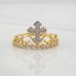 Anillo Corona Cruz 2.45g / T6 1/4 Dos Oros Amarillo Blanco 18K