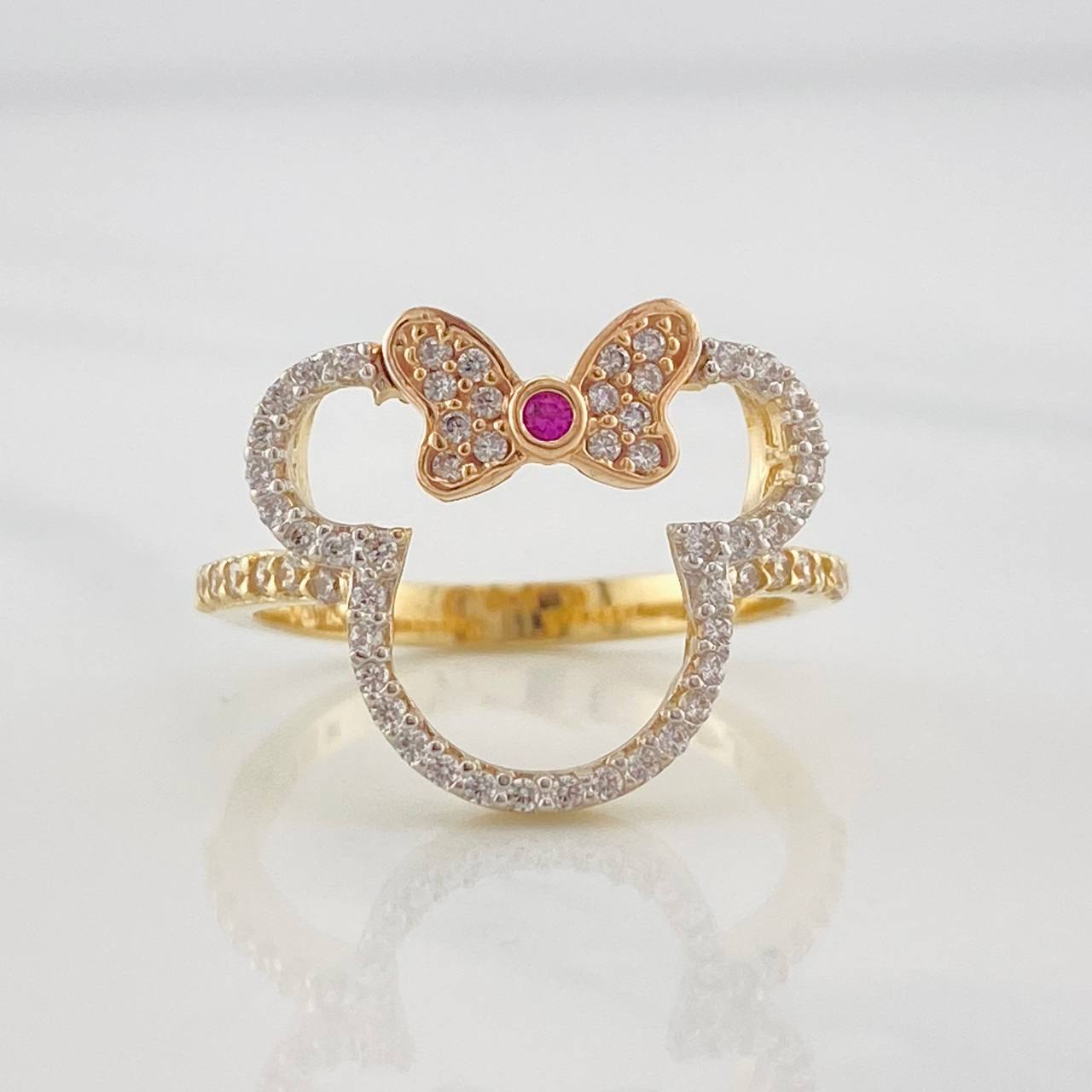 Anillo Ratona 3.55g / T6 1/2 Dos Oros Amarillo Rosa 18K