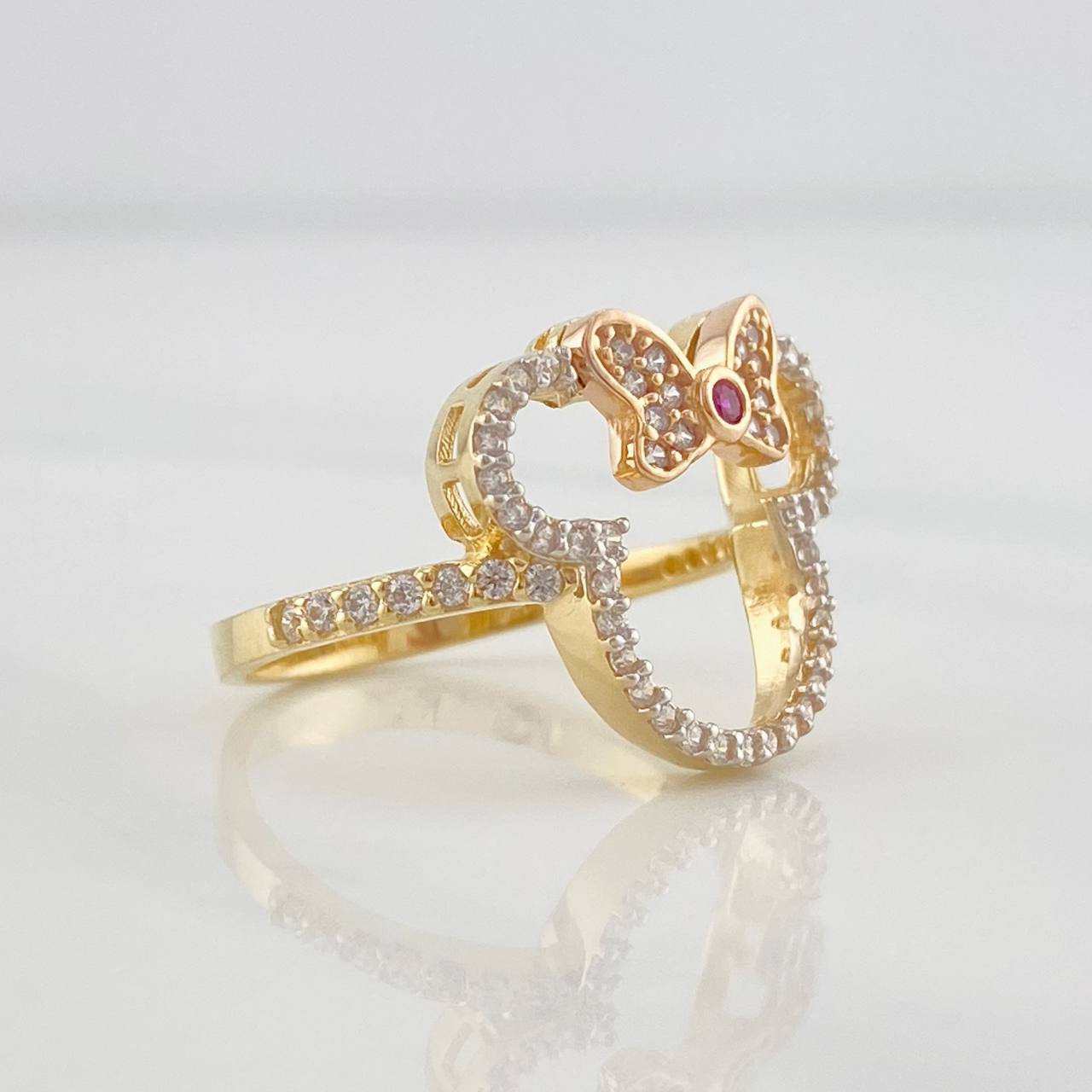 Anillo Ratona 3.55g / T6 1/2 Dos Oros Amarillo Rosa 18K
