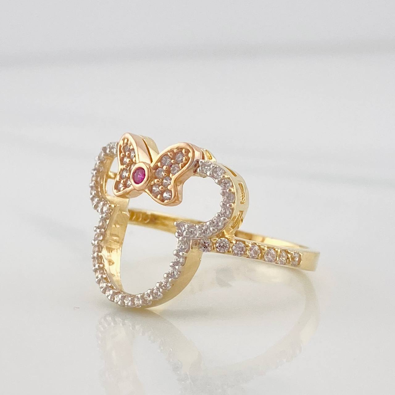Anillo Ratona 3.55g / T6 1/2 Dos Oros Amarillo Rosa 18K