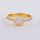 Anillo Halo Liso Oblicuo 3.5 g / T7 1/4 Oro Amarillo 18K
