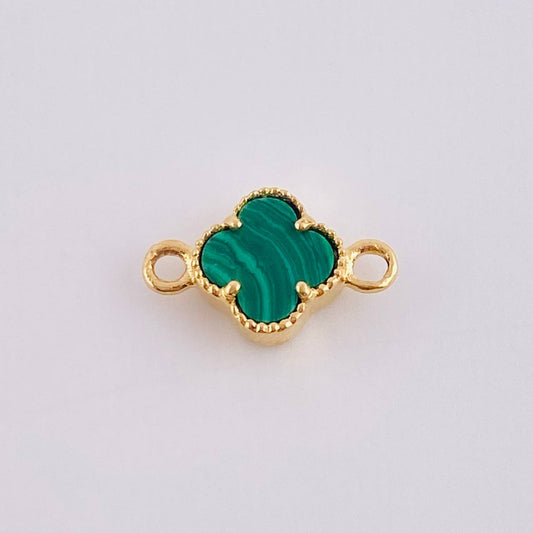 Herraje Trebol Malaquita Verde 0.45 g / 1.1 cm Oro Amarillo 18K