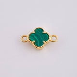 Herraje Trebol Malaquita Verde 0.55 g / 1.1 cm Oro Amarillo 18K