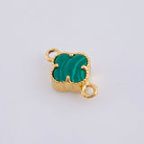 Herraje Trebol Malaquita Verde 0.55 g / 1.1 cm Oro Amarillo 18K