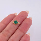 Herraje Trebol Malaquita Verde 0.55 g / 1.1 cm Oro Amarillo 18K